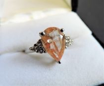 Sterling Silver 4.75 carat Peach Sapphire Ring