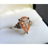 Sterling Silver 4.75 carat Peach Sapphire Ring