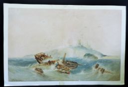 E Ravenscroft Original Watercolour of a Shipwreck