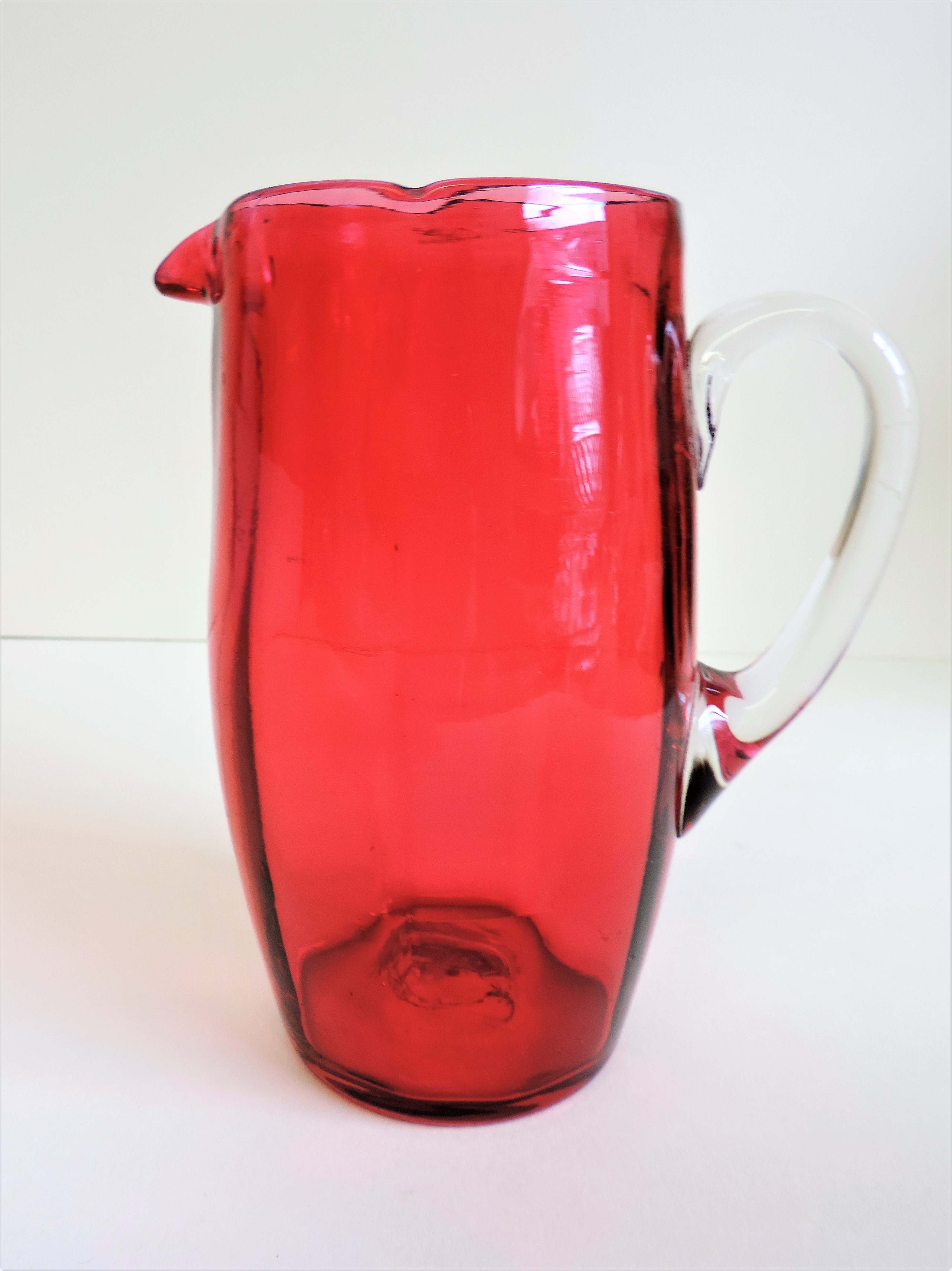 Antique Hand Blown Cranberry Glass Jug