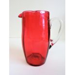 Antique Hand Blown Cranberry Glass Jug