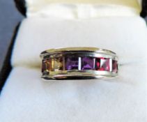 Sterling Silver Multi Gemstone Ring