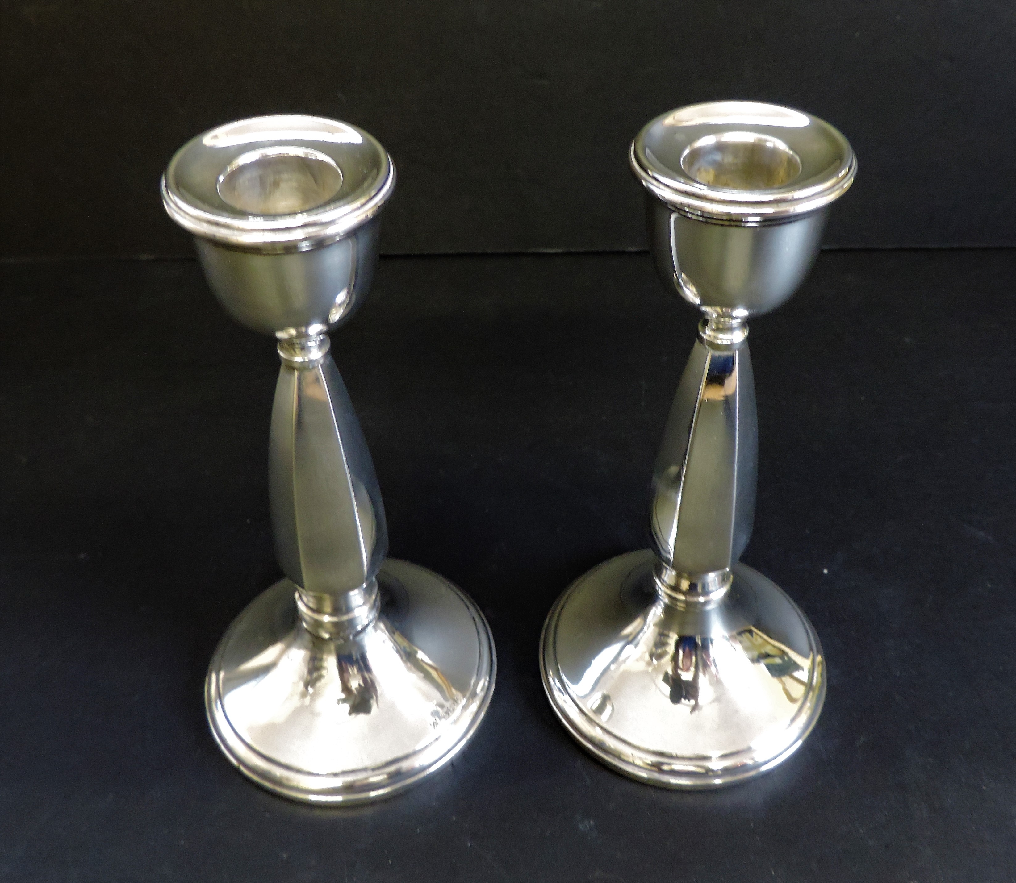 Pair Antique Sterling Silver Candlesticks Hallmarked Date 1927 - Image 2 of 5