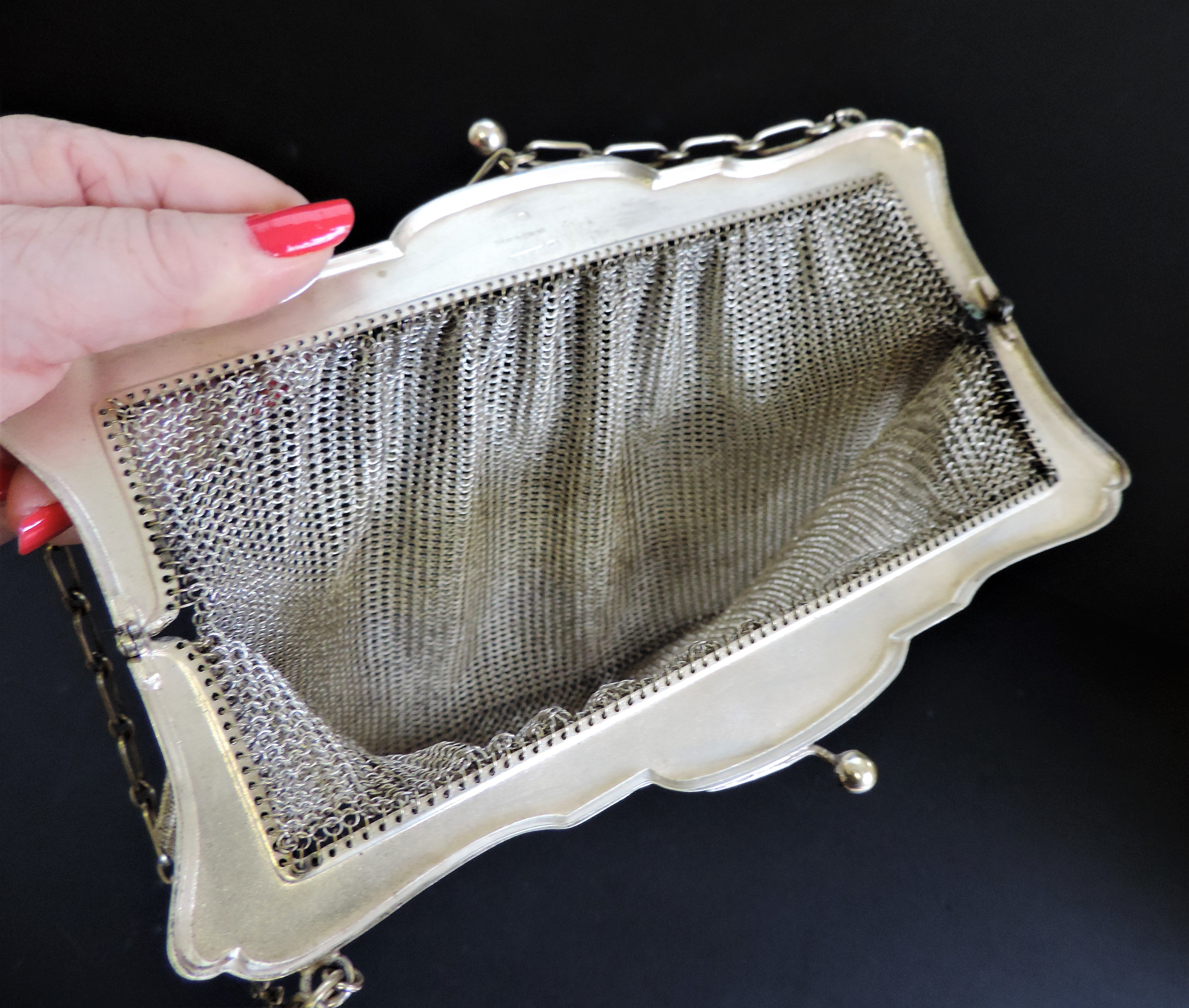 Antique Edwardian Silver Plate Mesh Evening Bag - Image 4 of 7