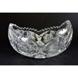 Bohemian Crystal Boat Shaped Centrepiece Bowl 25cm Wide