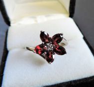 Sterling Silver Garnet & Topaz Ring