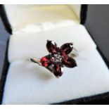 Sterling Silver Garnet & Topaz Ring