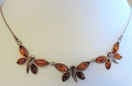 Sterling Silver Baltic Amber Necklace
