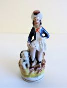 Antique Miniature Staffordshire Figurine Man & His Dog c.1860