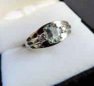 Sterling Silver 1.1 carat Aquamarine Unisex Ring