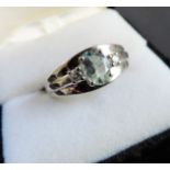 Sterling Silver 1.1 carat Aquamarine Unisex Ring