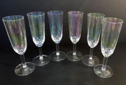 Set 6 Iridescent Crystal Champagne Flutes