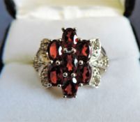 Sterling Silver 1.75 carat Garnet & White Topaz Ring