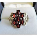 Sterling Silver 1.75 carat Garnet & White Topaz Ring