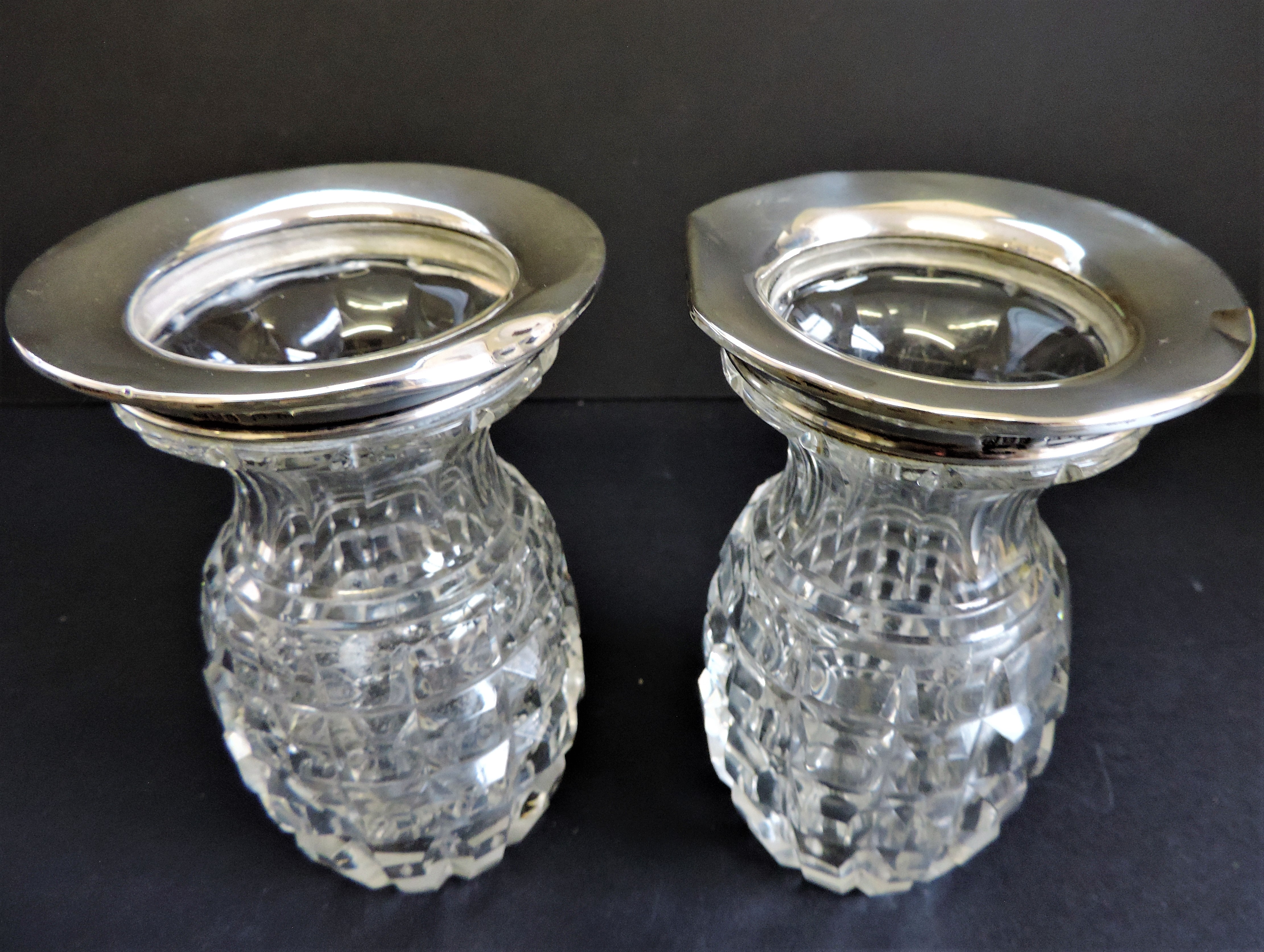 Pair of Antique Silver Rimmed Vases - Image 6 of 6