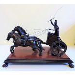 19th C. French Bronze Roman Charioteer Sculpture on Marble Base