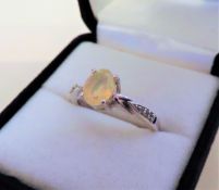 Sterling Silver 0.78 carat Jelly Opal & Topaz Ring
