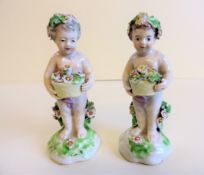 Pair Antique Derby Porcelain Putti Cherub Figurines c. 1780's