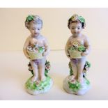 Pair Antique Derby Porcelain Putti Cherub Figurines c. 1780's