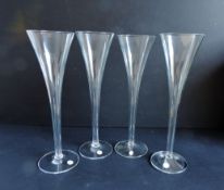 Set Four Crystal Champagne Flutes