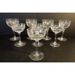 Antique Art Nouveau Greek Key Etched Crystal Wine Glasses