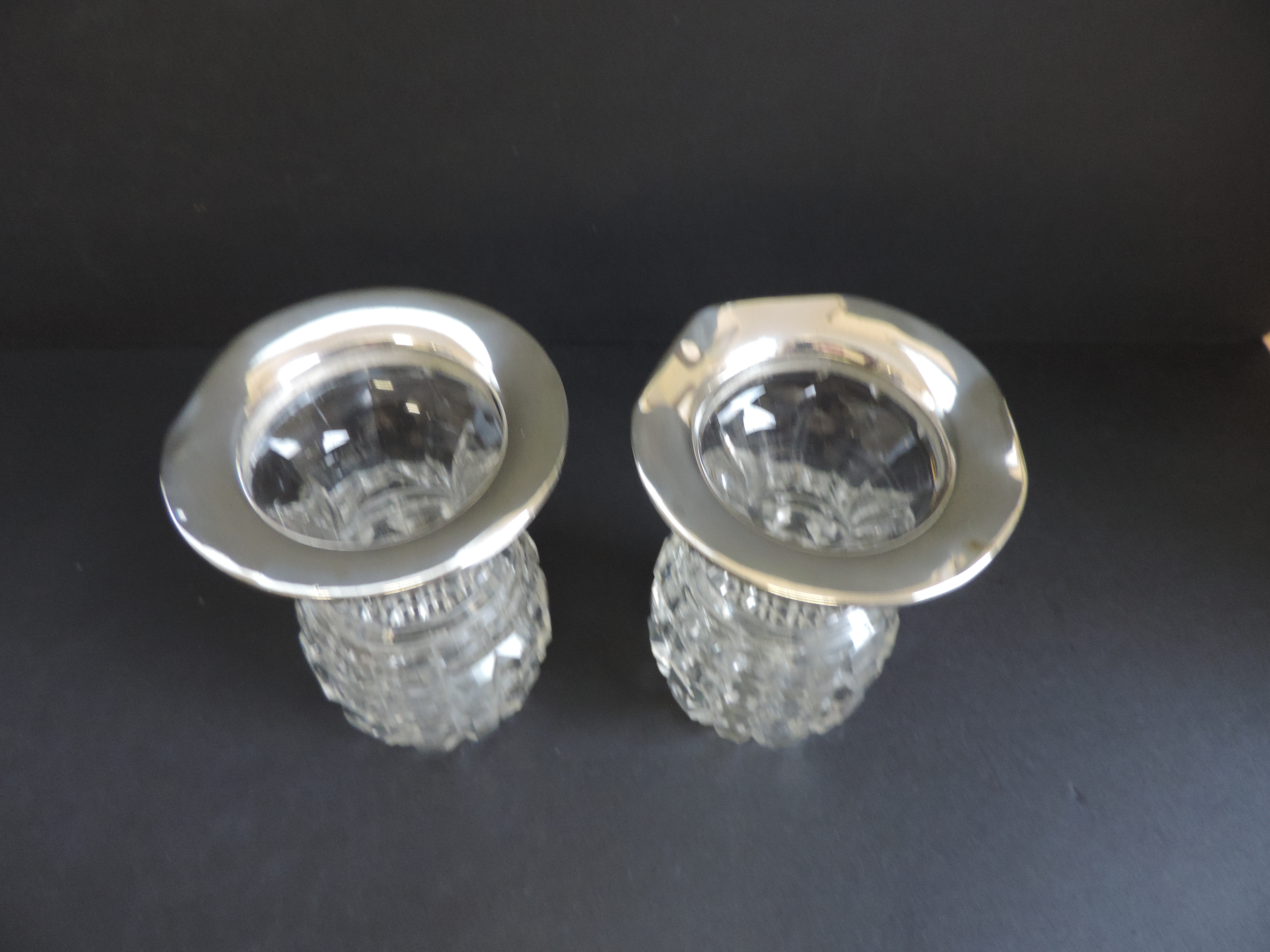 Pair of Antique Silver Rimmed Vases - Image 3 of 6