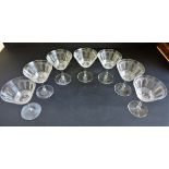 Set 7 Antique Edwardian Etched Martini/Cocktail/Champagne Glasses