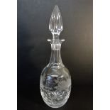 Signed Royal Brierley Crystal Decanter 'Honeysuckle' Pattern