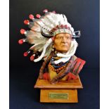 Franklin Mint Porcelain Sculpture Chief Sitting Bull