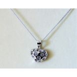 Rhodium Plated Sterling Silver Cubic Zirconia Pendant Necklace