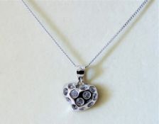 Rhodium Plated Sterling Silver Cubic Zirconia Pendant Necklace