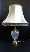 Signed Waterford Kilkenny Crystal Lamp & Original Silk Shade