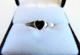 Sterling Silver Black Onyx Heart Shaped Ring
