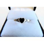Sterling Silver Black Onyx Heart Shaped Ring