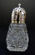 Antique Edwardian Cut Glass & Silver Plate Sugar Shaker