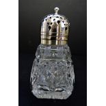 Antique Edwardian Cut Glass & Silver Plate Sugar Shaker