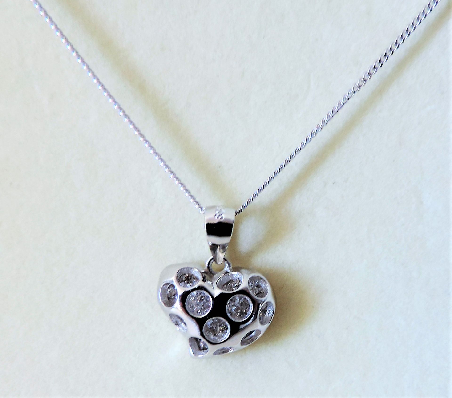 Rhodium Plated Sterling Silver Cubic Zirconia Pendant Necklace - Image 2 of 3