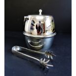 Art Deco Silver Plate Ice Bucket and Tongs
