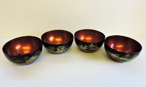 Vintage Japanese Hand Painted Lacquer Bowls