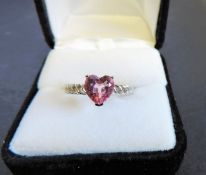 Sterling Silver Heart Shaped Pink Topaz Ring
