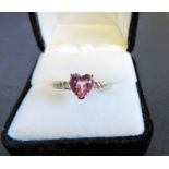 Sterling Silver Heart Shaped Pink Topaz Ring