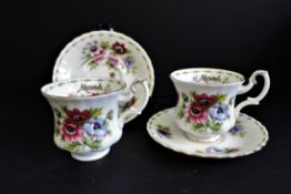 Pair Royal Albert Bone China Cups and Saucers Flower of Months Series