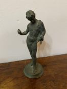 Grand tour bronze of narcissus in verdigris bronze