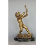 Gilt spelter figure on marble base