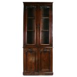 C19th mahogany library bookcase of narrow proportions