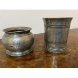 Two pieces of pewter both initialled