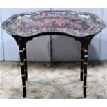 C19th chinoiserie tray on stand