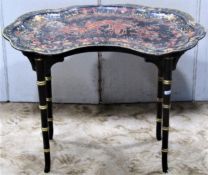 C19th chinoiserie tray on stand