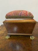 C19th needlework box with lion paw feet