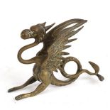 C19th brass griffin or wyvern